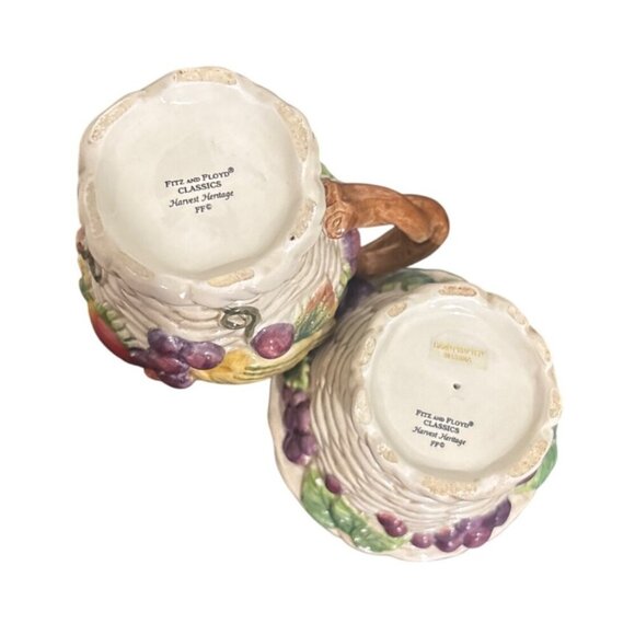 Fitz and Floyd Harvest Heritage Sugar Bowl Creamer Autumn Thanksgiving Retired D - Picture 7 of 8